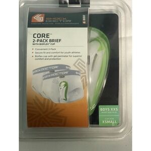 NWT Shock Doctor‎ Core Brief with Bio-Flex Cup White - Boys XS BinA